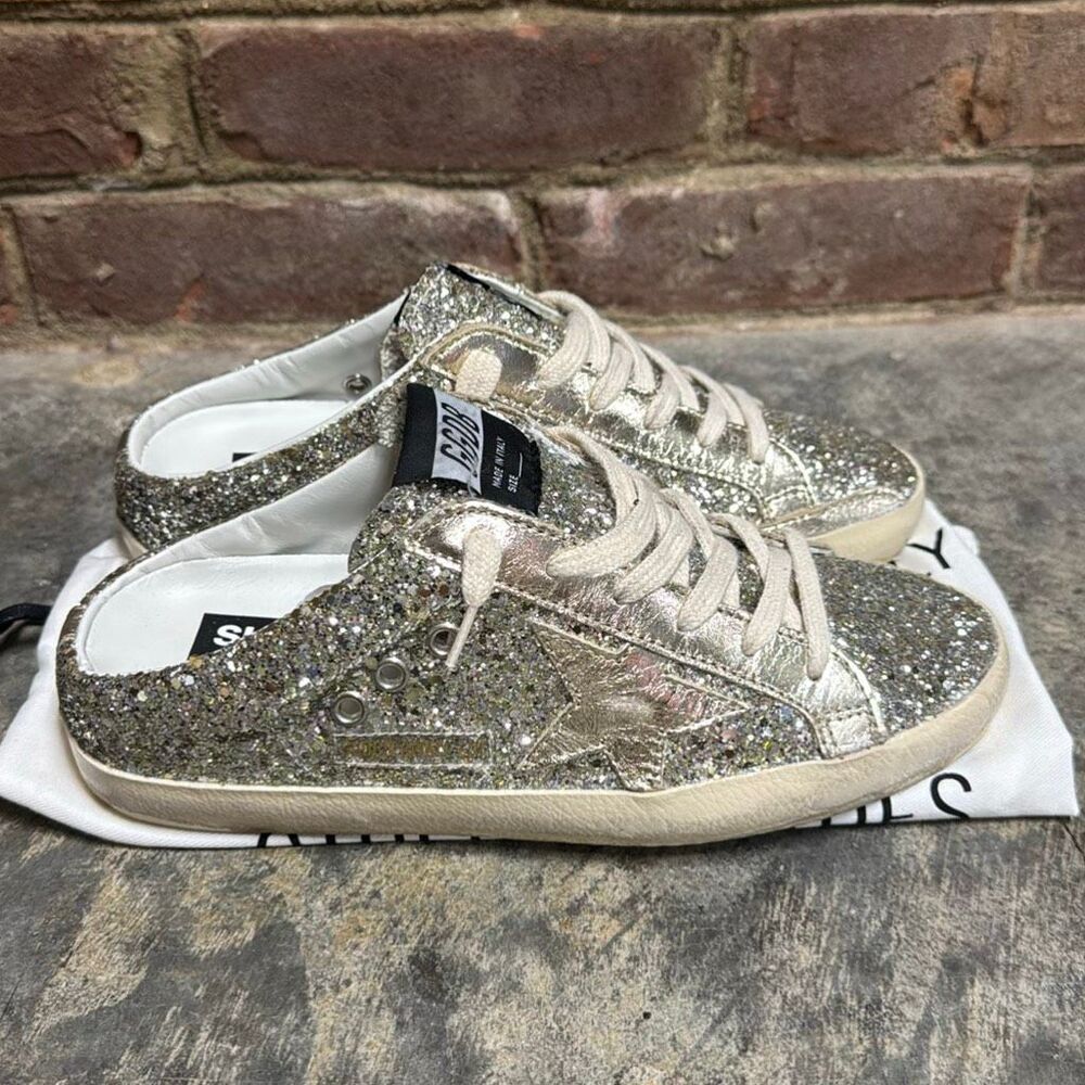 Golden Goose Private Edition Super-Star Sabot Glitter Slip-On Sneakers - Size 37